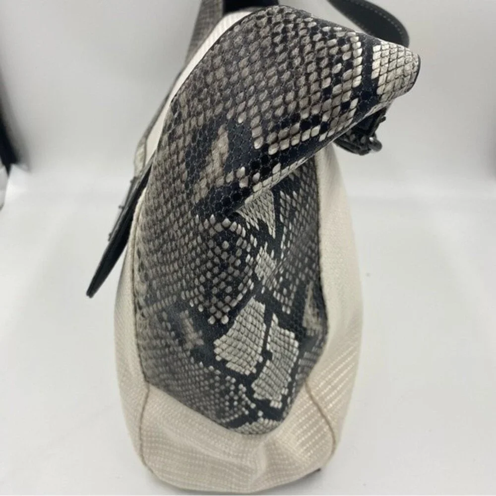 Calvin‎ Klein White Snakeskin Shoulder Bag